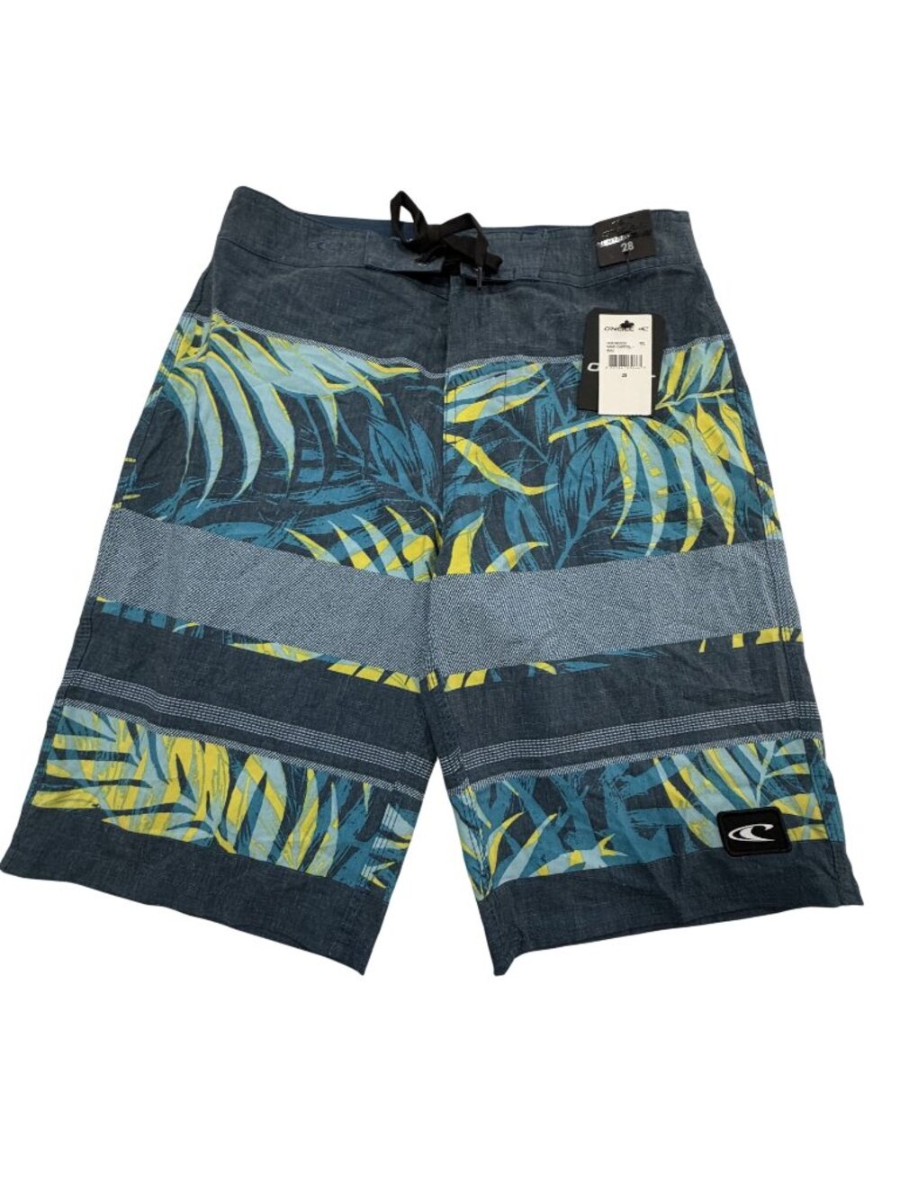 O'Neill Men's Blue and Yellow Tropical Stripe Boardshorts